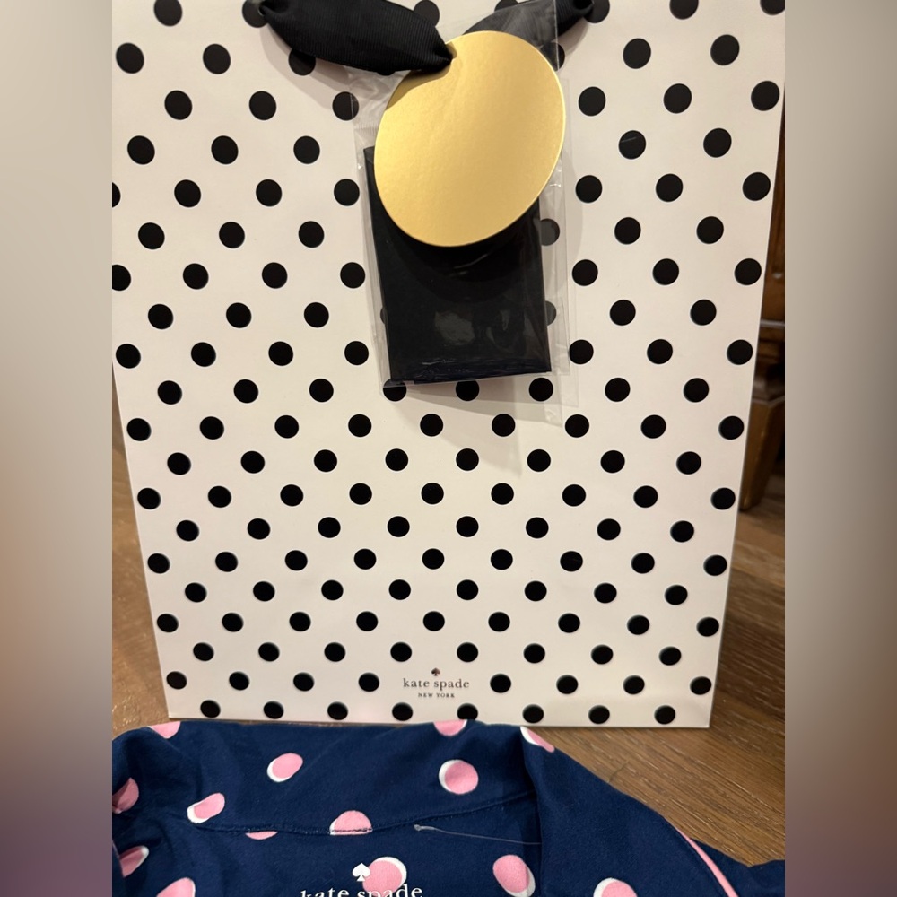 kate spade Navy with Pink Polka Dot Short Pajama Set - Picture 5 of 7